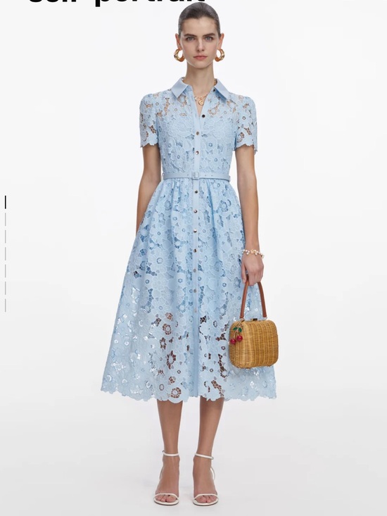 Self-Portrait Dresses & Skirts - Self- Portrait Blue Lace Midi Dress- Size 4